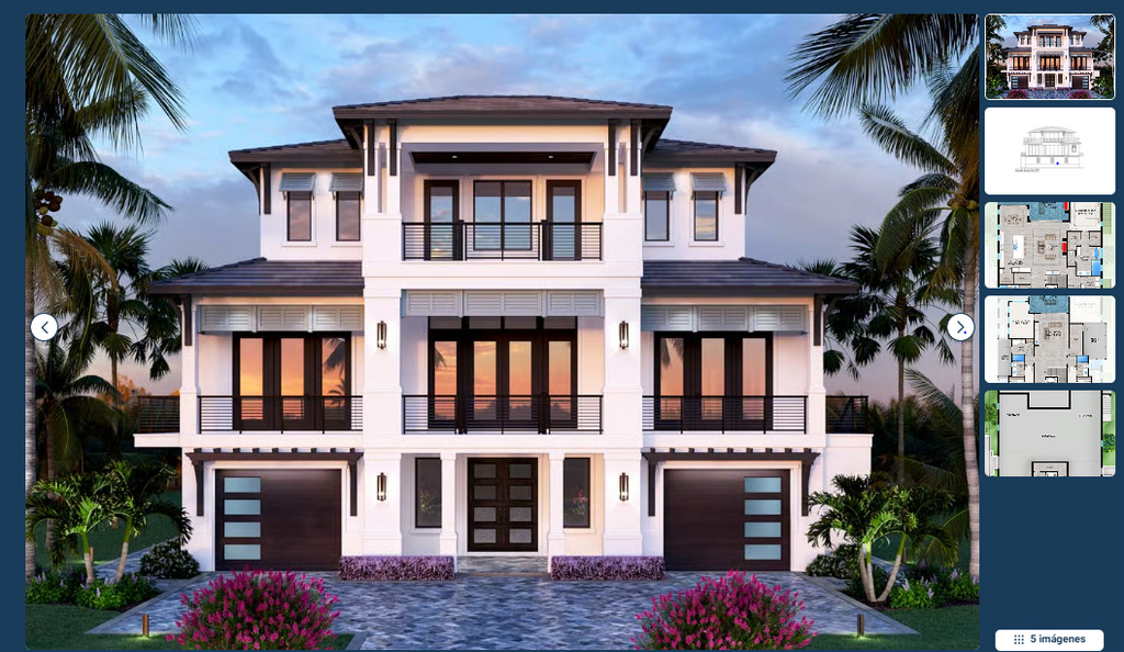 3-Story Coastal Contemporary Home Plan with Elevator - 4,619 sq ft