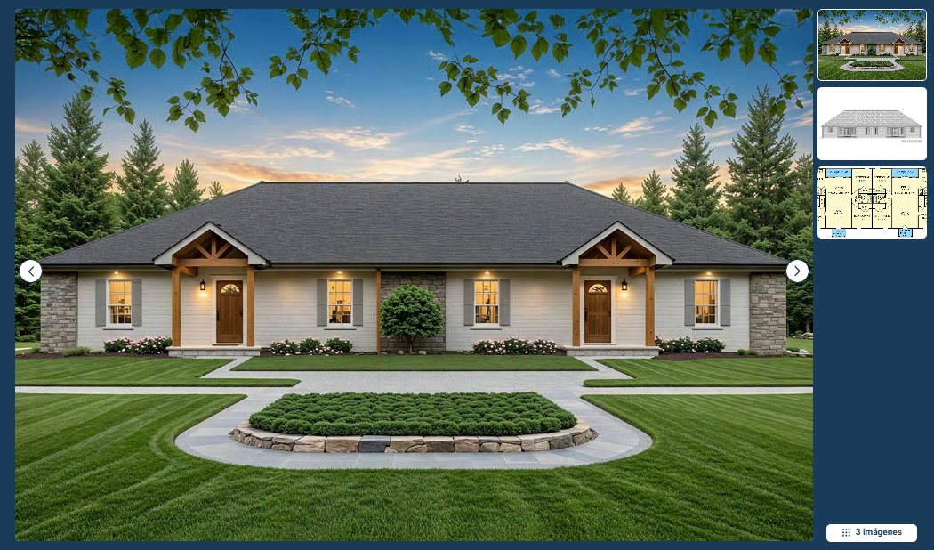 Ranch-style duplex house plan