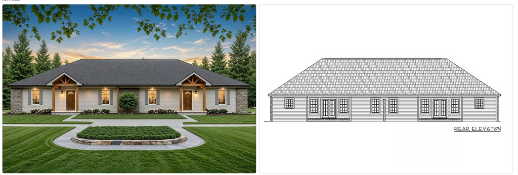 Ranch-style duplex house plan