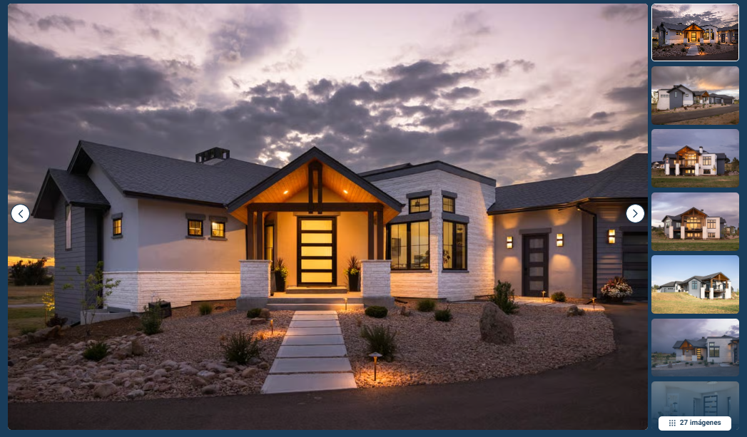 Spacious contemporary mountain home plan with four-car sloped garage