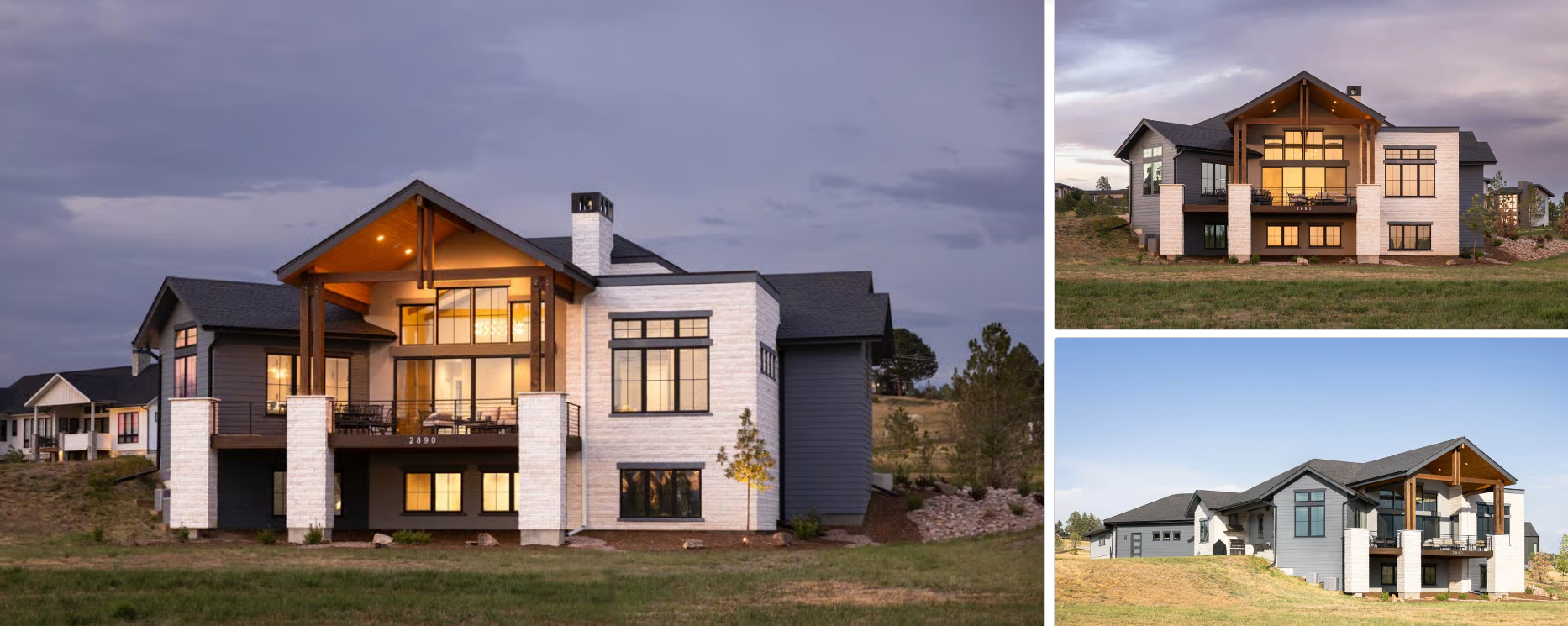 Spacious contemporary mountain home plan with four-car sloped garage