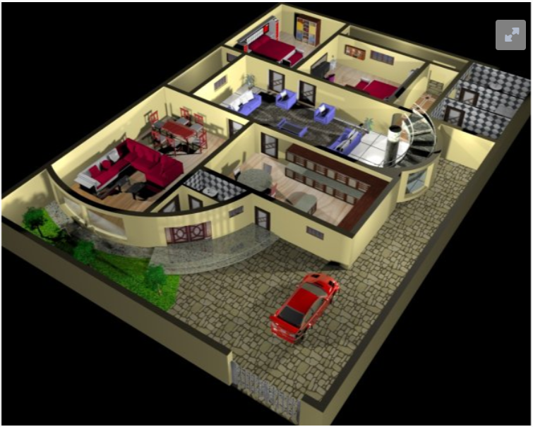 House plan and 3D interior design