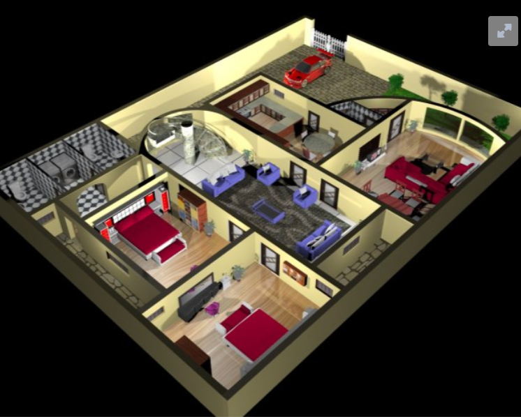House plan and 3D interior design